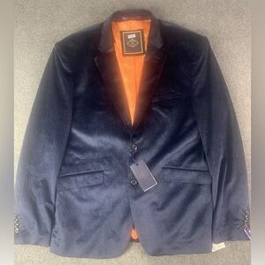 House Of Cavani Mens Velour Velvet Dinner Jacket Blazer Size 42 Purplish Blue
